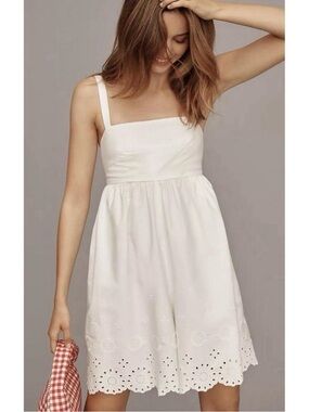 Maeve by Anthropologie Sleeveless Eyelet Romper White MSRP $118 Sz Medium
